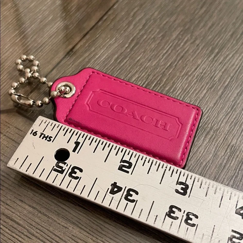 Coach Pink - Fuchsia Large Hangtag Leather Keychain